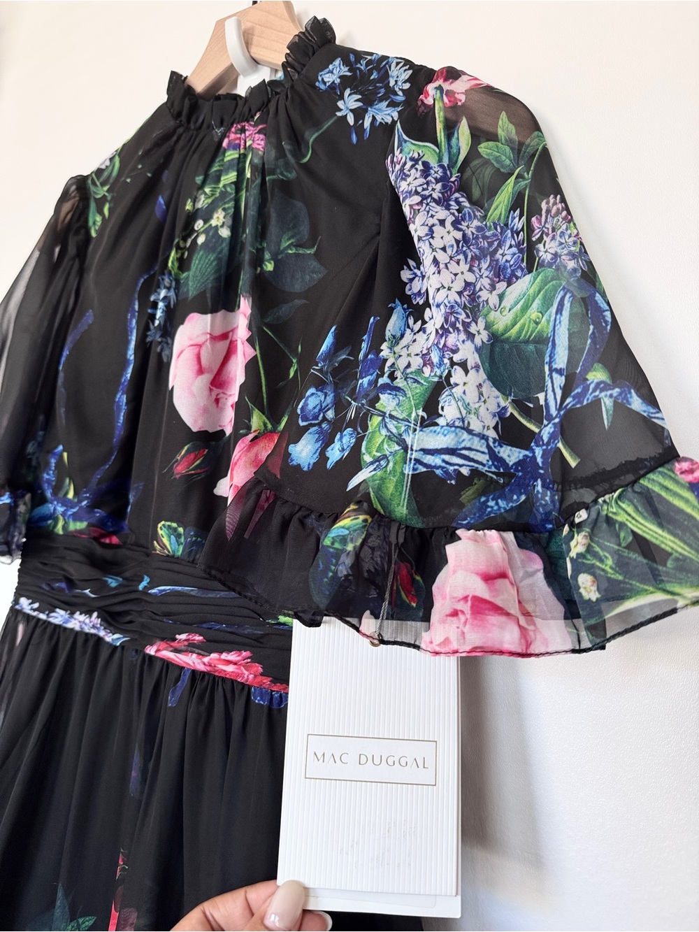 Mac Duggal 68230 Ruffle Neck Floral Print Dress NWT sz 2 - Picture 3 of 14